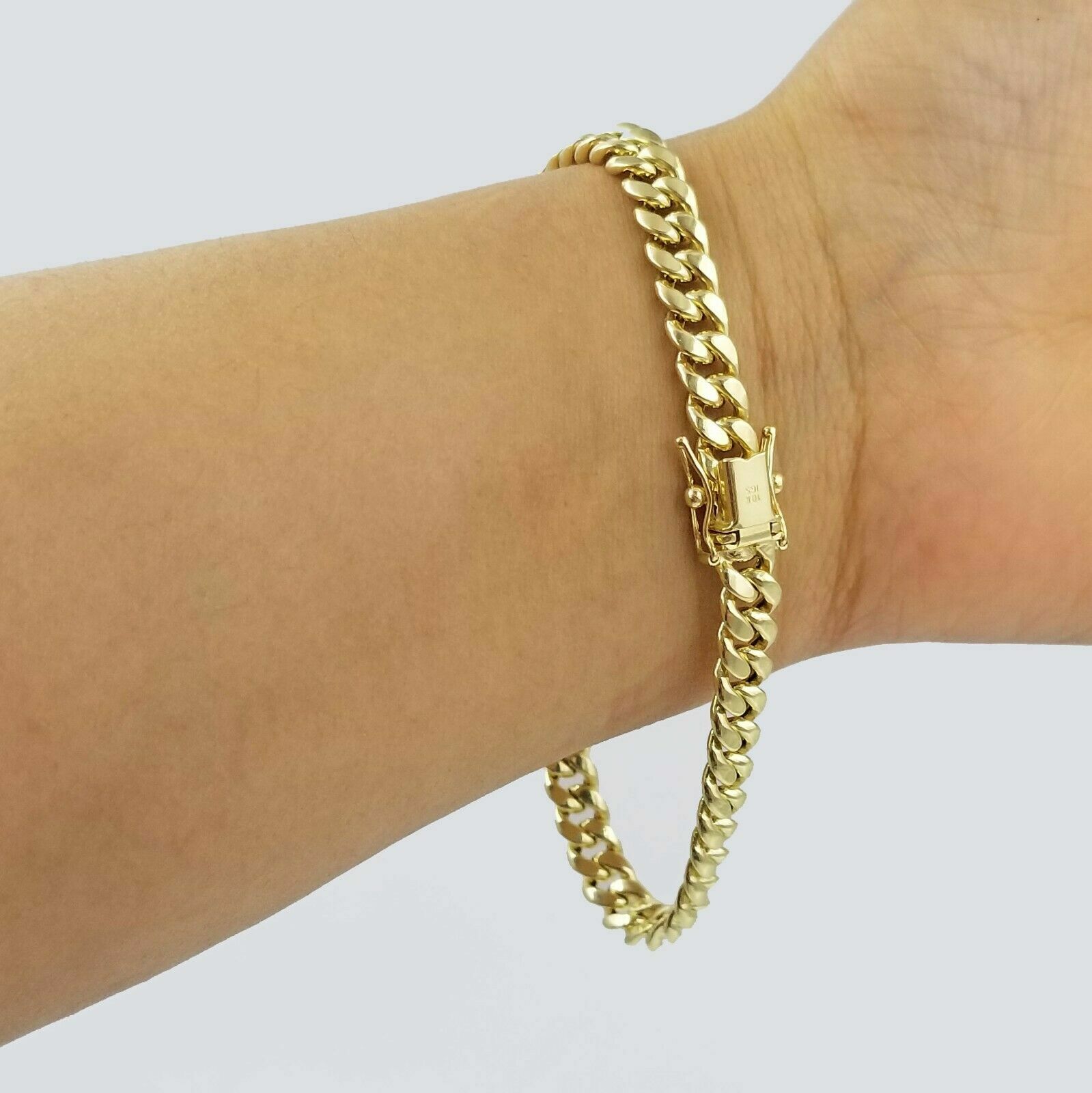 Real 10K Yellow Gold Miami Cuban Bracelet 6mm Box Lock Link Men Women 7.5 Inch