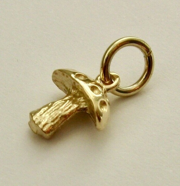 SOLID 9K 9ct Yellow GOLD 3D TOADSTOOL MUSHROOM Charm PENDANT