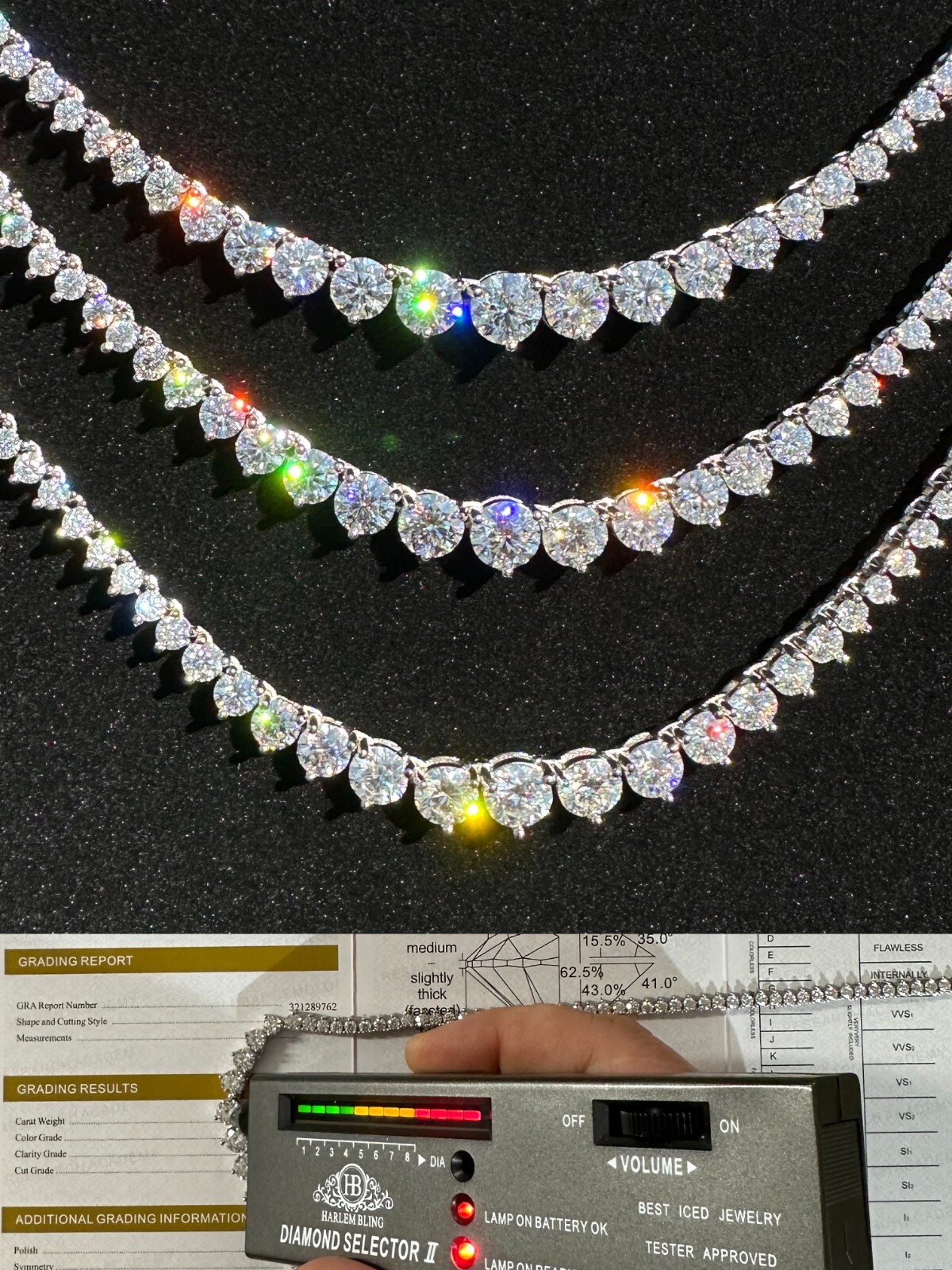 Real Iced MOISSANITE Riviera 3-7mm Graduated Tennis Chain Necklace – VVS D Color