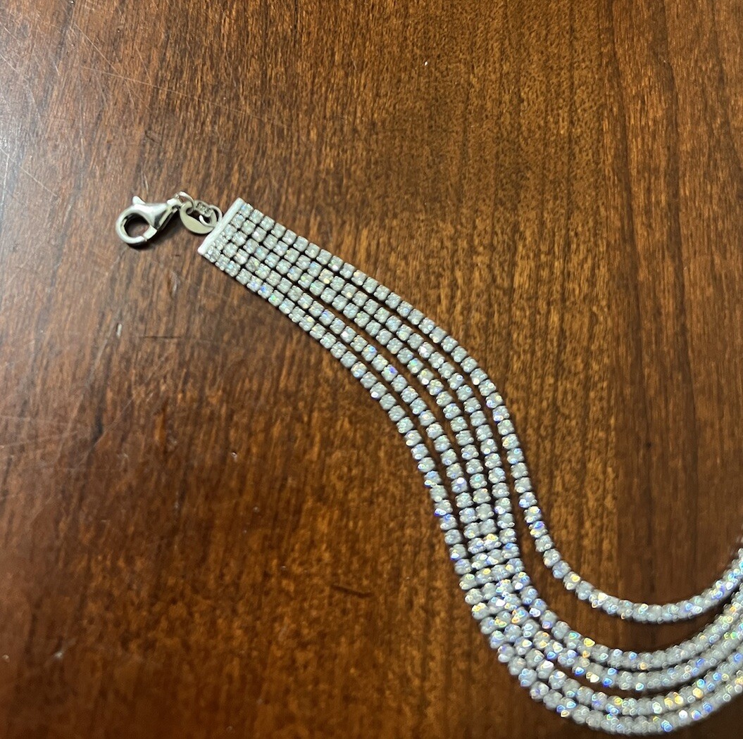 925 Tennis Necklace 5 Strand Choker