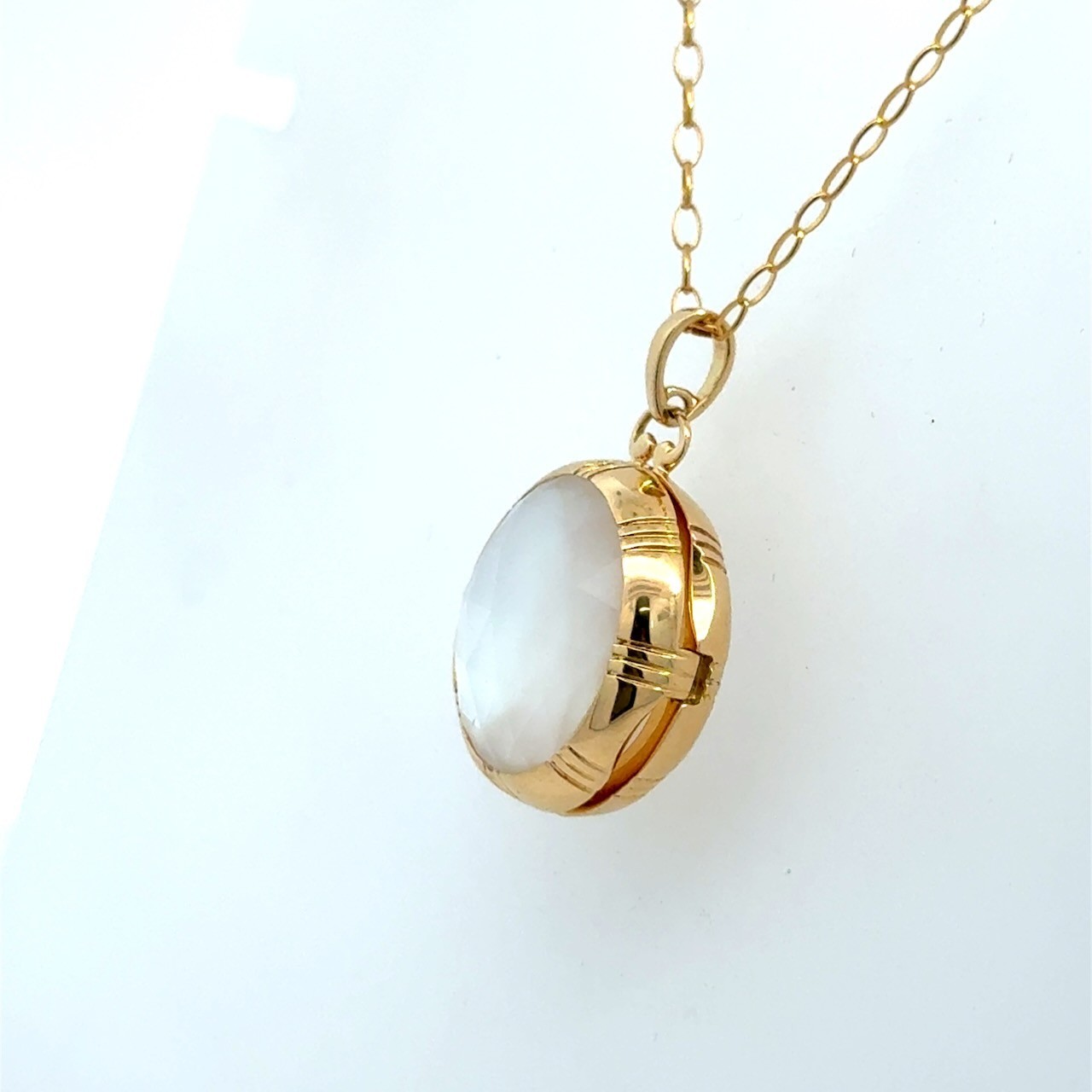 Monica Rich Kosann Mother of Pearl Locket 18KT Gold Necklace
