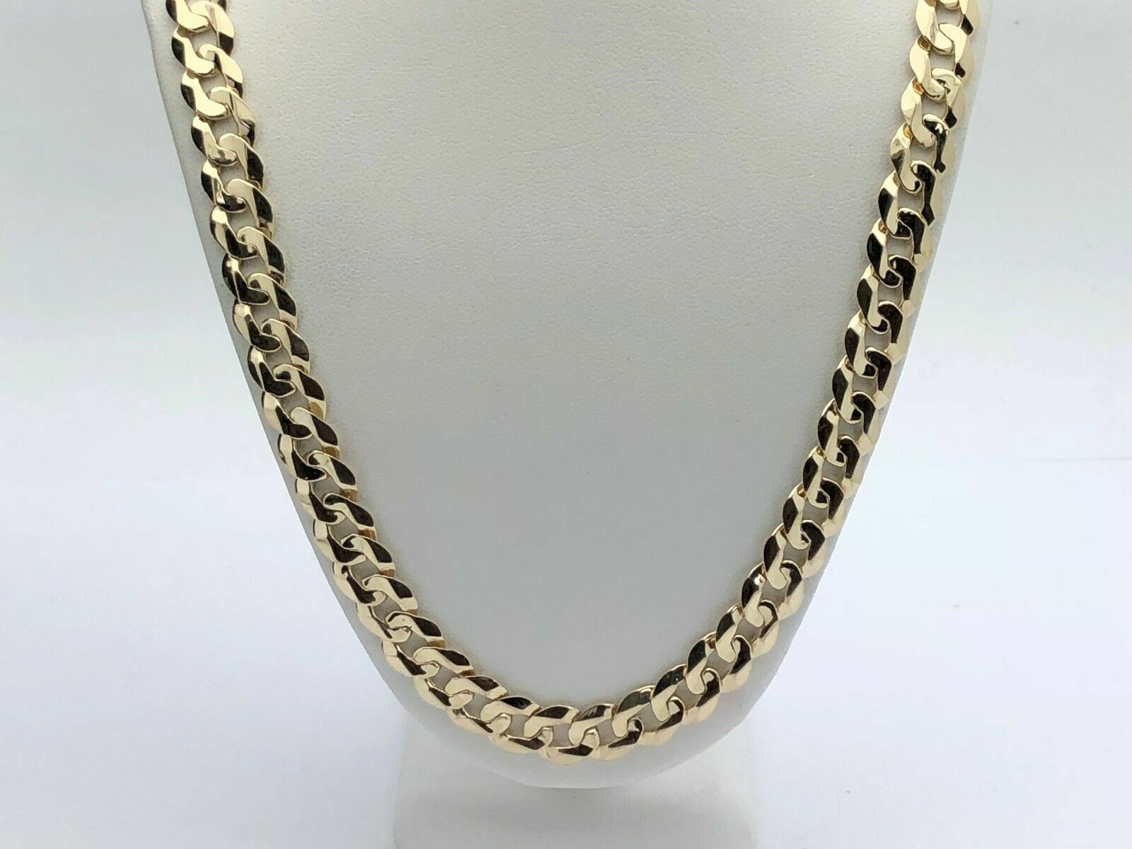14k Yellow Gold Solid Curb Cuban Link Chain Necklace 22″ 9mm 46.6 grams