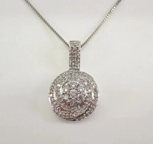 1.50Ct Lab Created Diamond Round Cluster Pendant 14K White Gold Plated Chain 18′