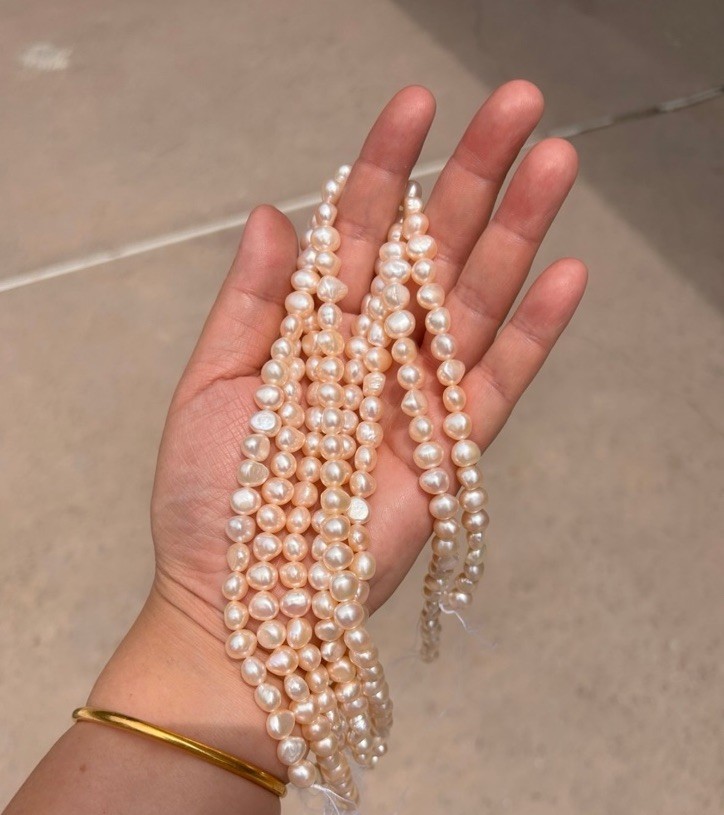 natural pearl Irregular pearls light gold DIY pearl set of 4