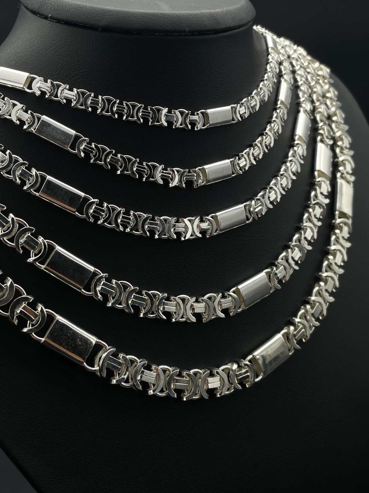 925 Sterling Silver Flat Euro Byzantine Chain Necklace&Bracelet Solid Bali King