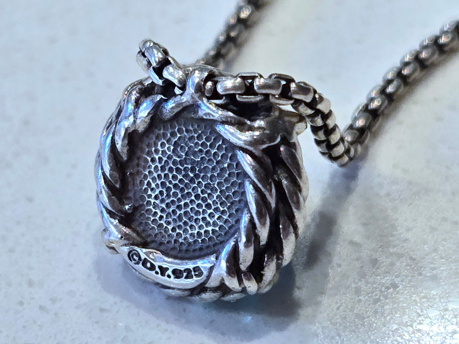 David Yurman Petite Chatelaine Necklace Sterling Silver with Blue Topaz Pendant