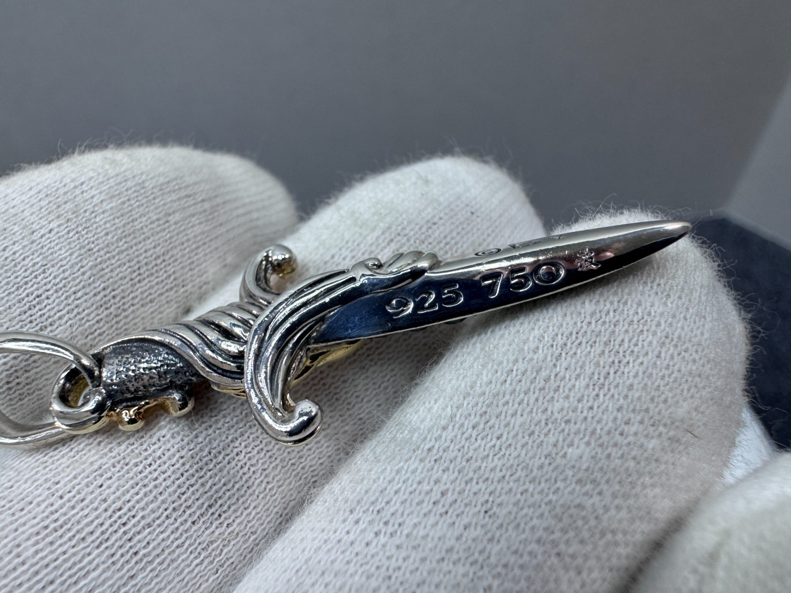 David Yurman Waves Dagger Amulet Pendant – Sterling w/ 18k Gold & Black Diamonds