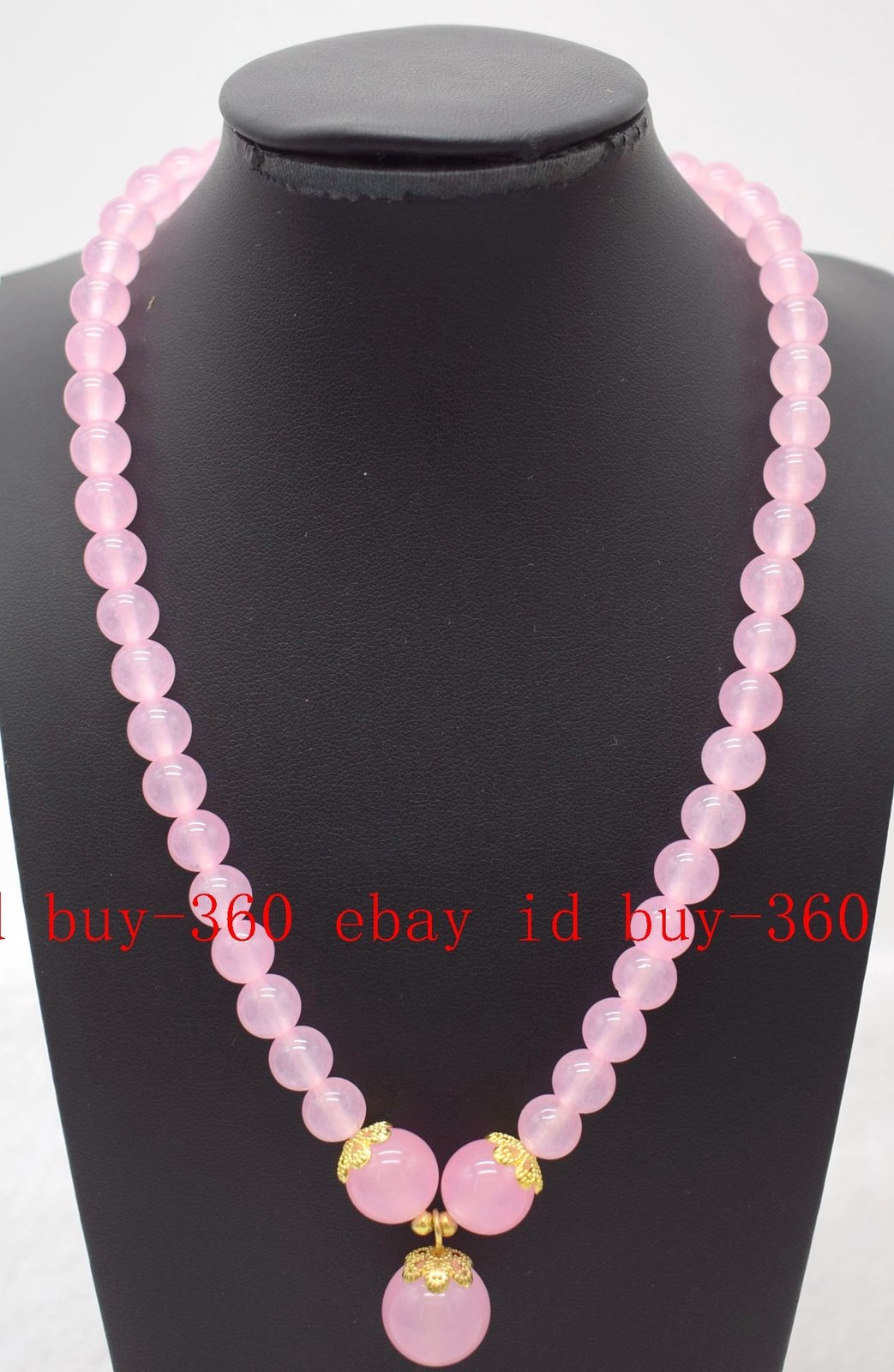 Natural Beautiful 8mm Pink Jade Round Gemstone Beaded Pendant Necklace 16-32in