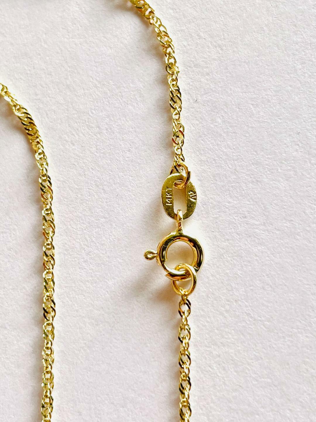 14K Solid Yellow Gold Singapore Chain Width 1.0 mm Length 16 inches (40 CM) 020