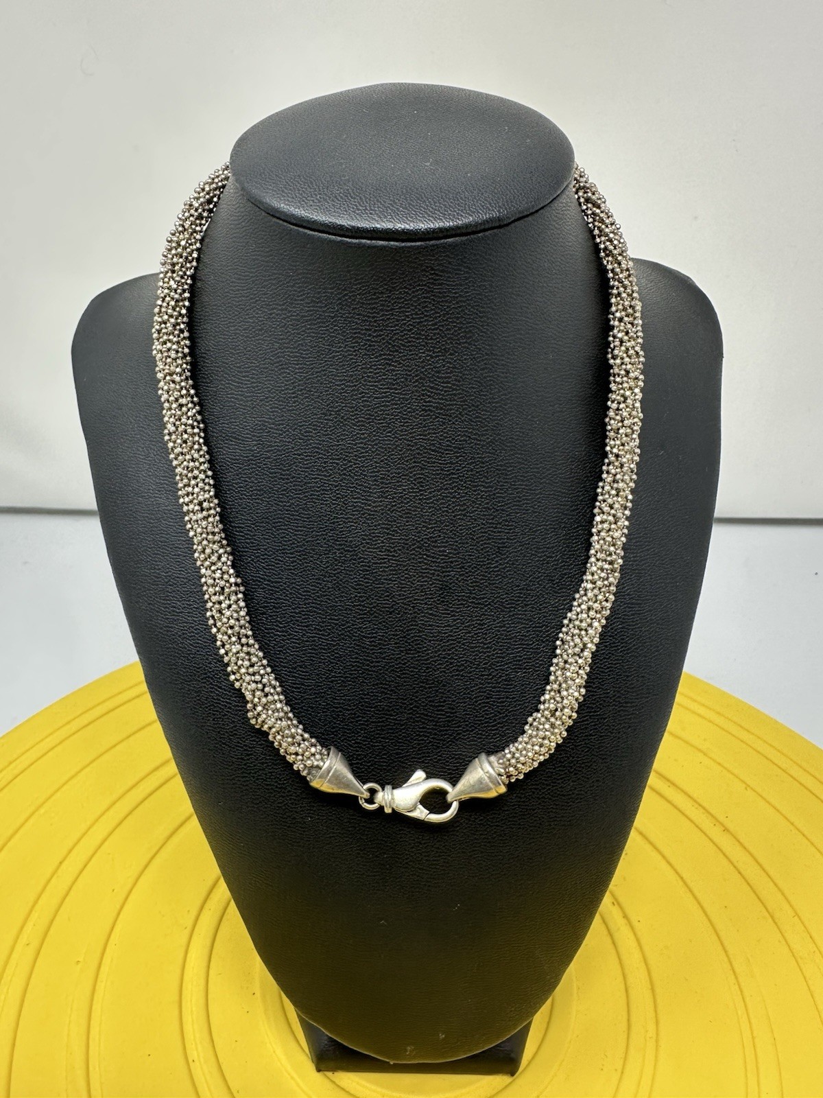 Sterling Silver Beautiful 16 Stranded Braided Choker Necklace 51g 17 Inch Modern