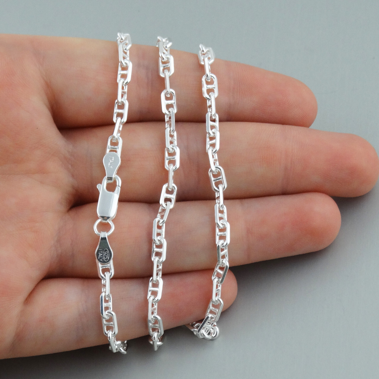 Solid 925 Sterling Silver 5.5MM Gucci Mariner Anchor Link Chain Necklace 16″-24″