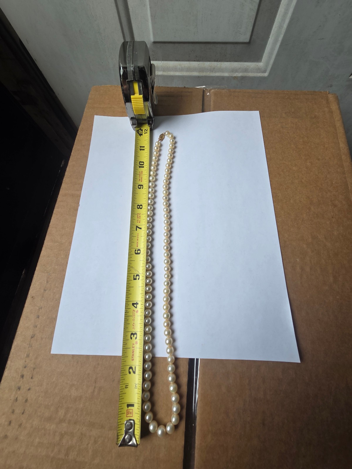Vintage Cultured Pearl Necklace 14k Fish Hook Clasp 24″ Hand Knotted 6mm Cream