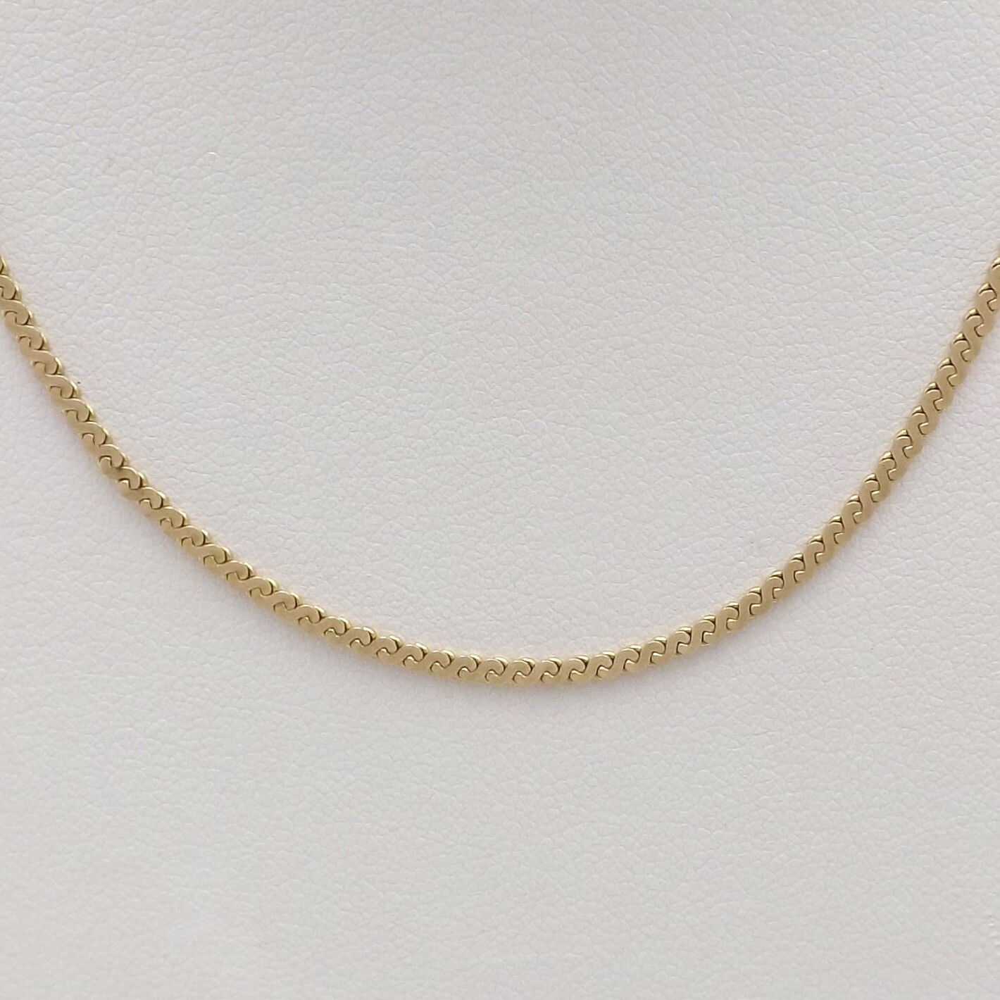 UnoAerre 14k Gold Italy Serpentine Flat S Link Pendant Chain Necklace 30in 8gr