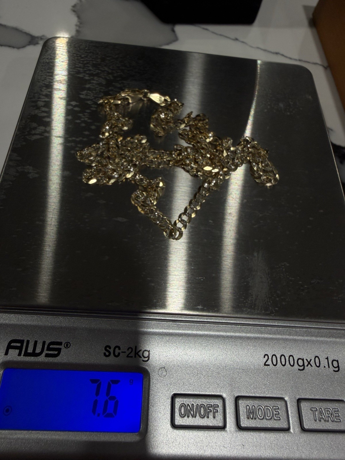 14K Yellow Gold Curb Link Chain Necklace Lobster Clasp