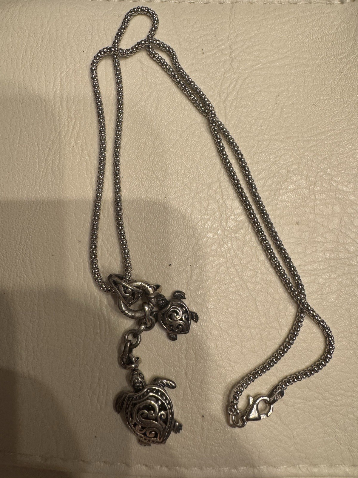 Annika Witt 925 Sterling Silver Double Turtle Pendent Necklace 16″ Chain Italy