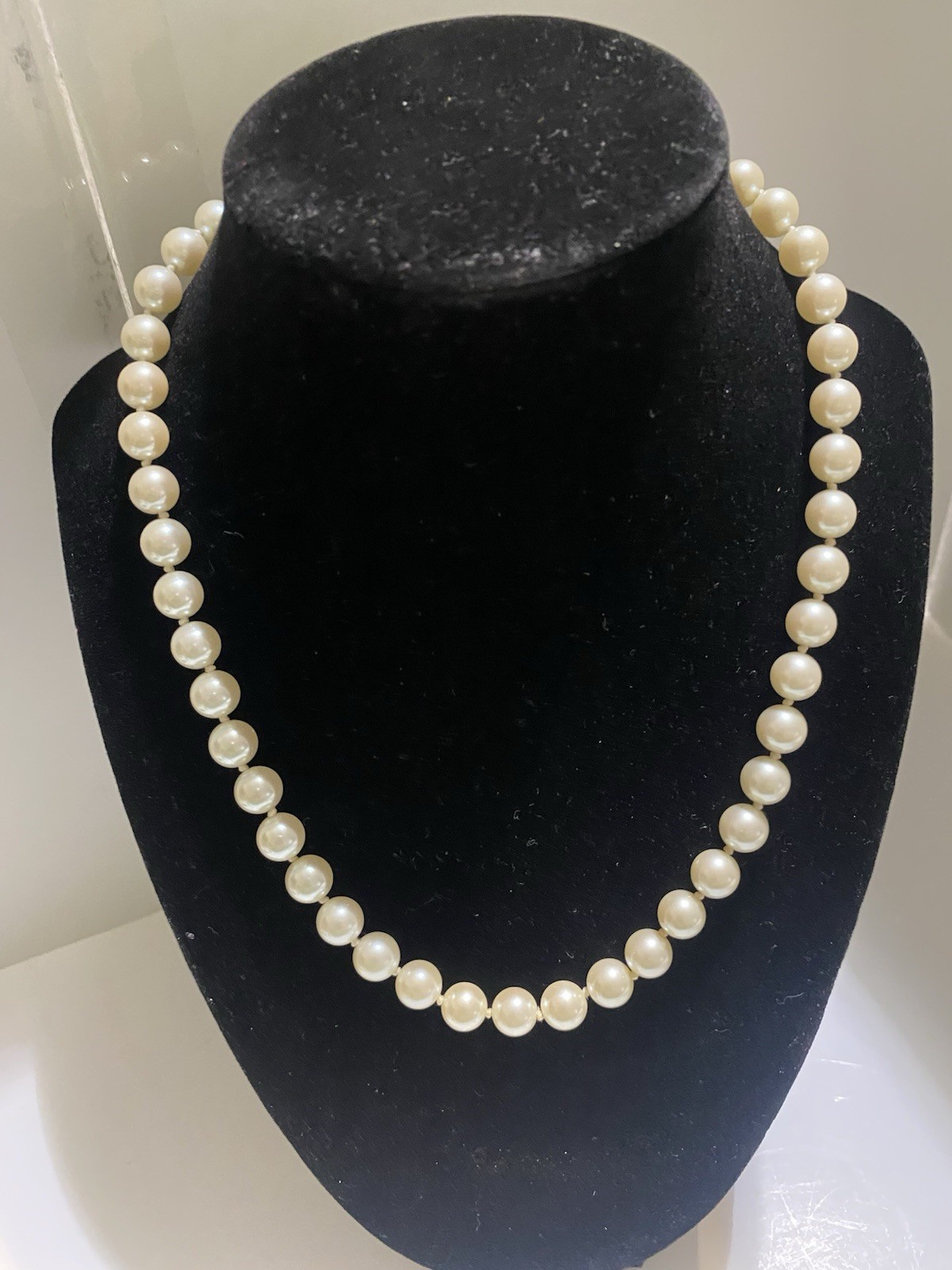 Pearl Knotted Necklace With 10k Clasp-18’ Faux