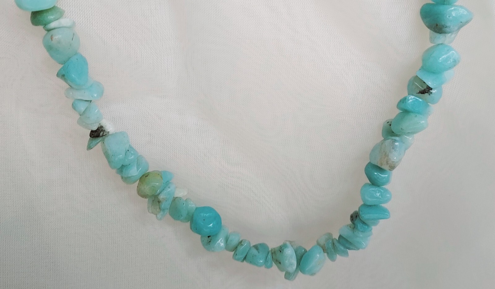 Amazonite Natural Gemstone Bead Chips Necklace Lariat single strand 34″ Handmade
