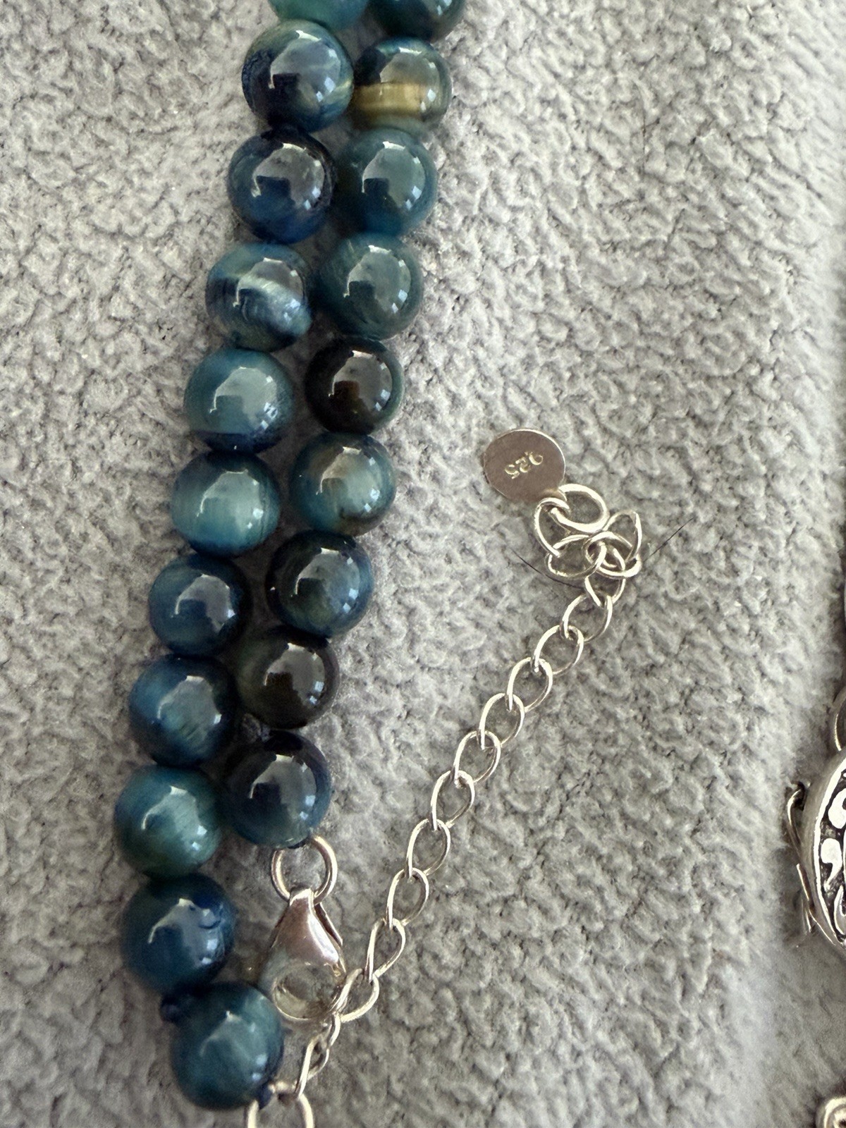 Stunning Beria Collection Blue Tiger’s-Eye pendant and necklace S/S