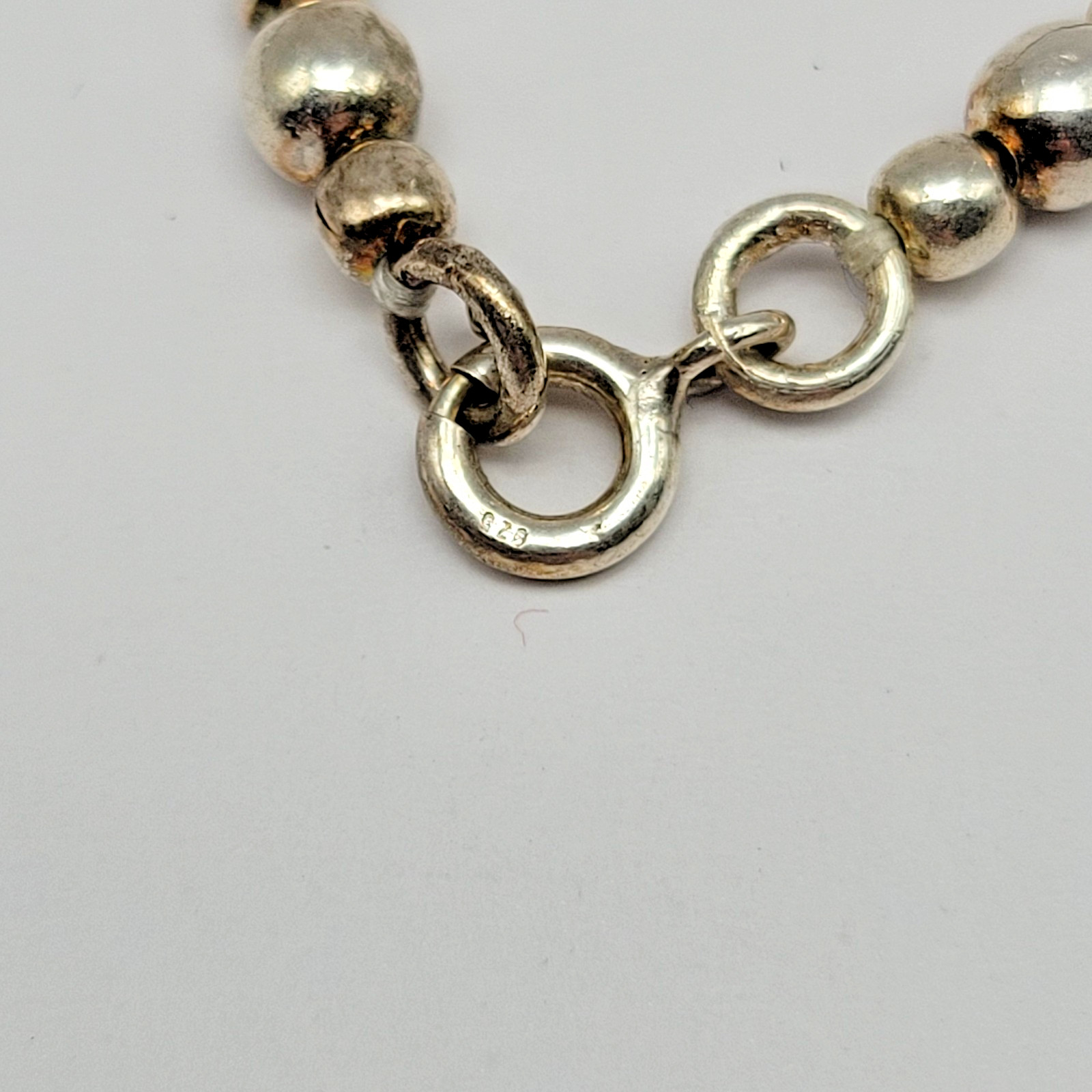 Sterling Silver 4mm Cultured Freshwater Pearl Bali Bead Station Necklace ~ 16″