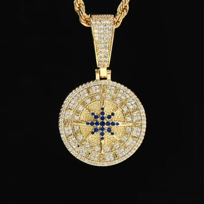 2 Carat Diamond Lab Created Pendant Charm 1.65″ Charm 14K Yellow Gold Over