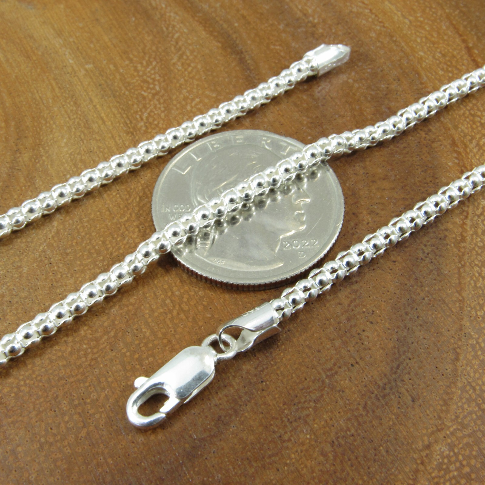 Solid Genuine 925 Sterling Silver Women’s Italian Popcorn Garland Chain Necklace