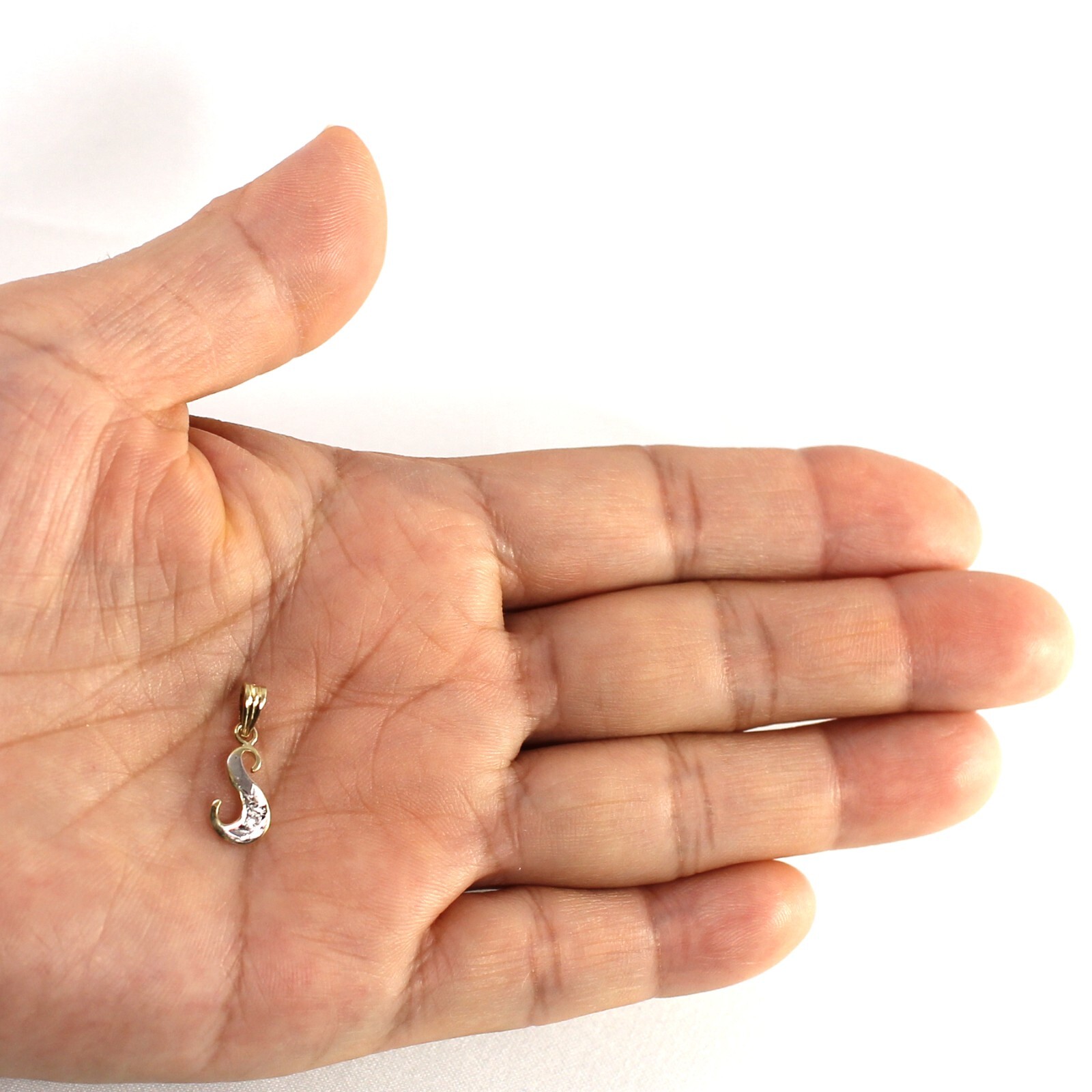 14k Yellow Gold Diamond Letter S Initial with Bail Pendant