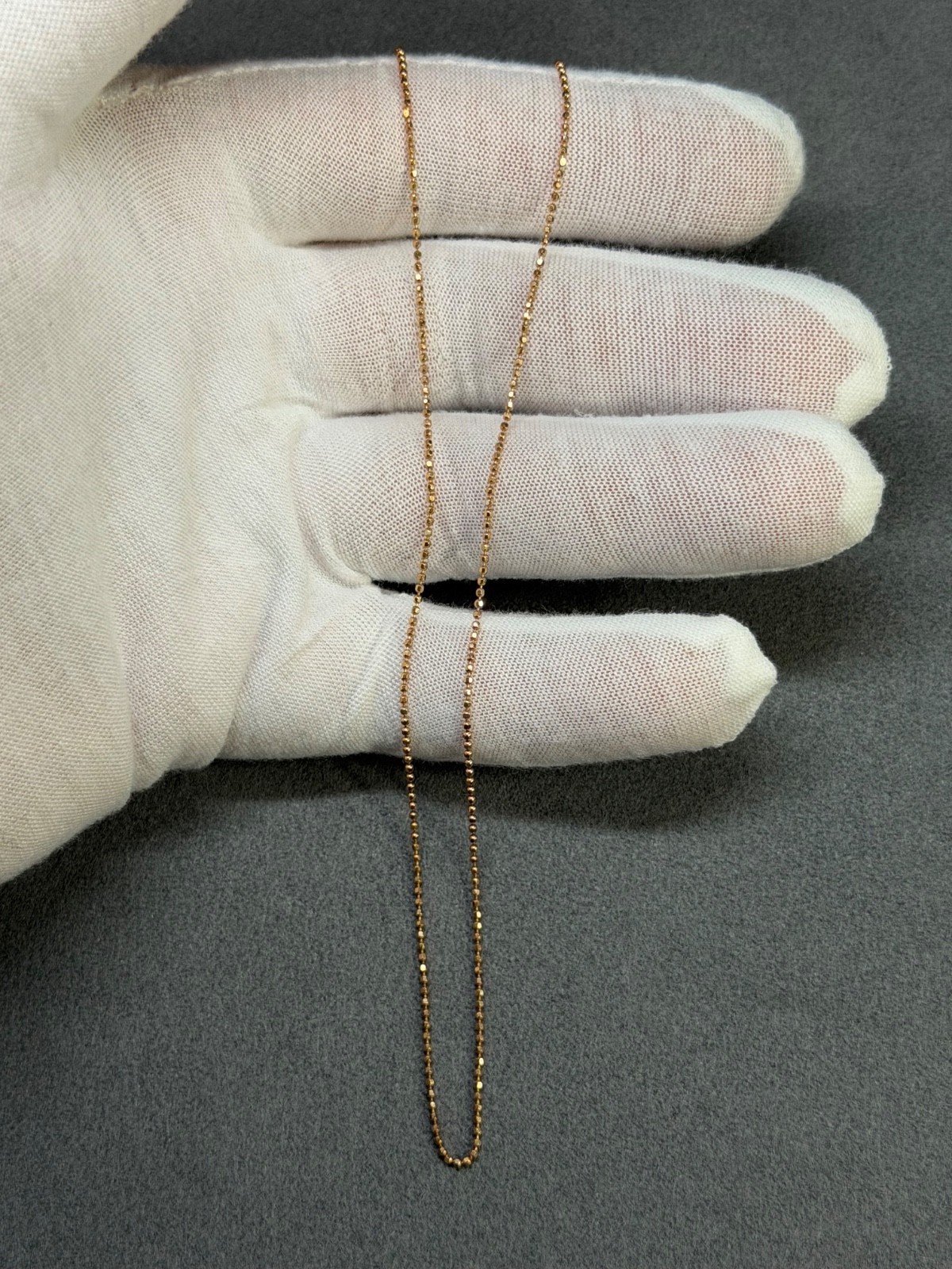 MILOR Italy 14k Yellow Gold Petite 1mm Faceted Ball Bead Chain Necklace 18 Inch