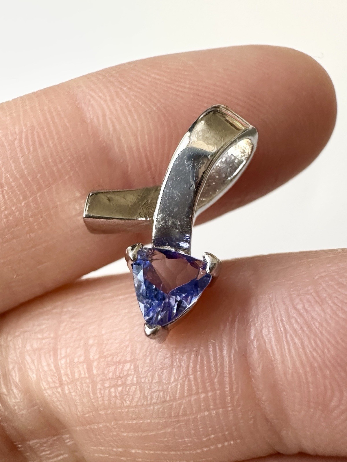 Genuine Tanzanite Trillion Solitaire Pendant