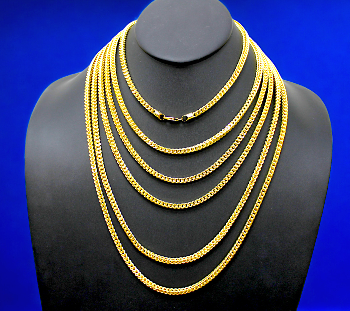 10K Yellow Gold Franco Box Square Chain Necklace Real Gold 2mm-7mm 16″-30″