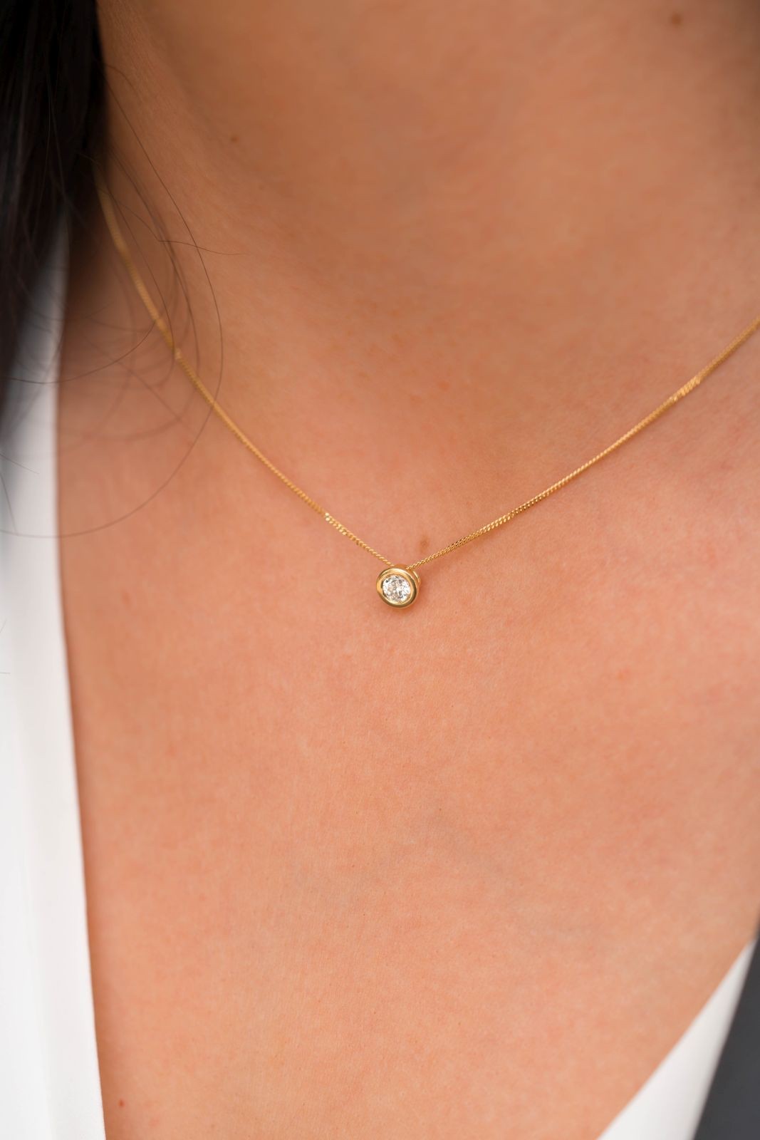 0.3 ct Lab Grown Round Diamond 14k Solid Gold Solitaire Floating Pendant 6 mm
