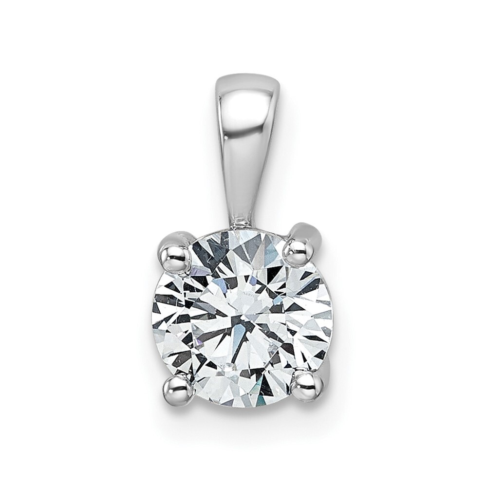 14k White Gold 1Ct Lab Grown Diamond Round 4 Prong Pendant (VS/SI, G-H) for Mom