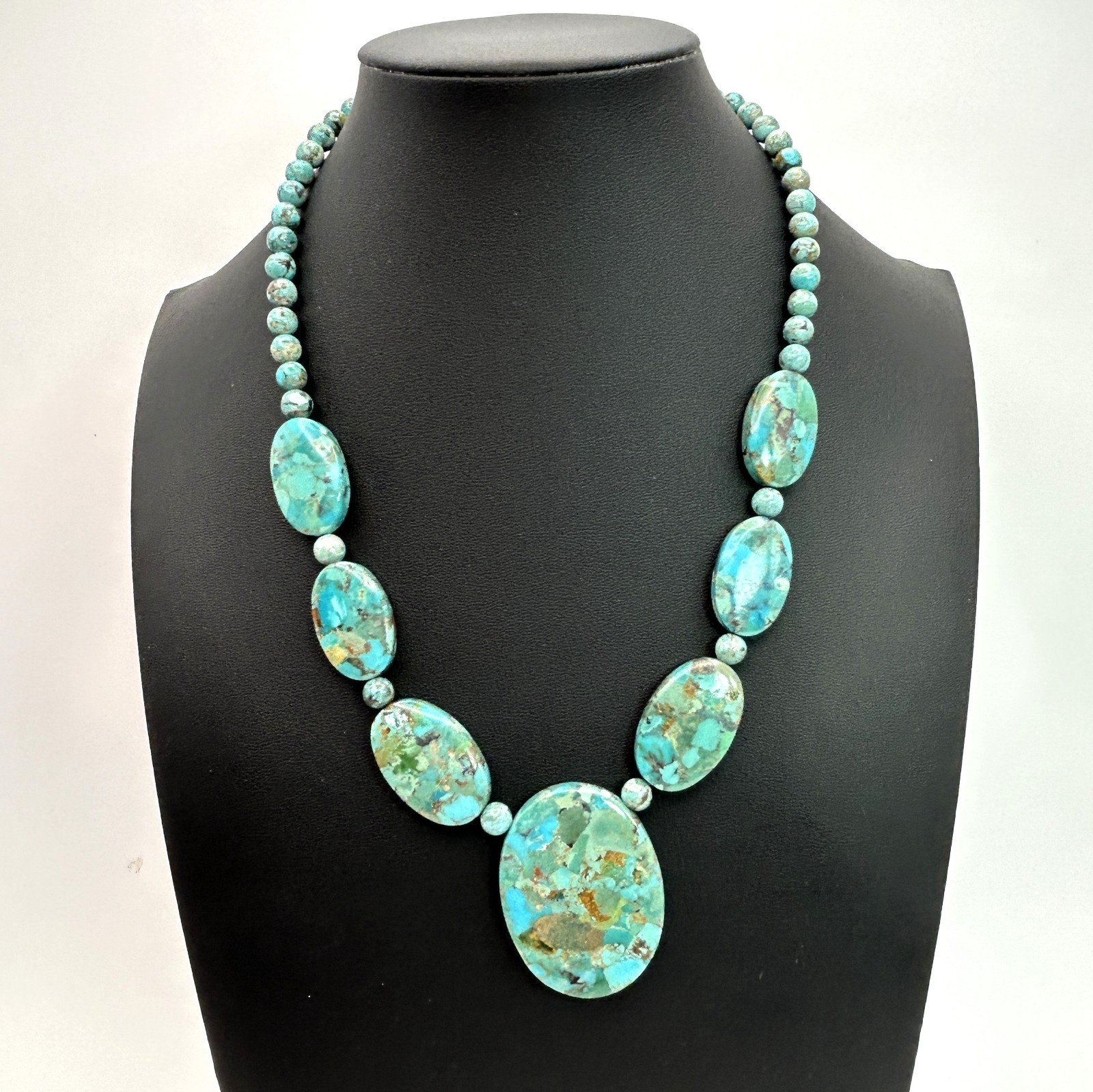 Jay King Mine Finds Reversible Mosaic Turquoise Necklace 925 Sterling Silver 56g
