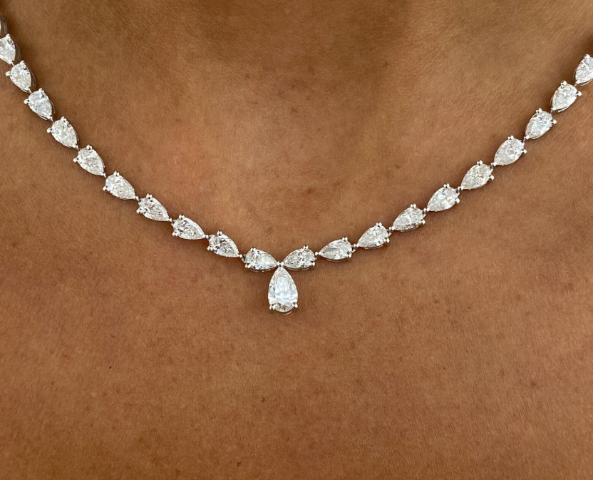 Certified Treated Gorgeous White Diamonds Tennis Necklace,925 Silver- Great Look