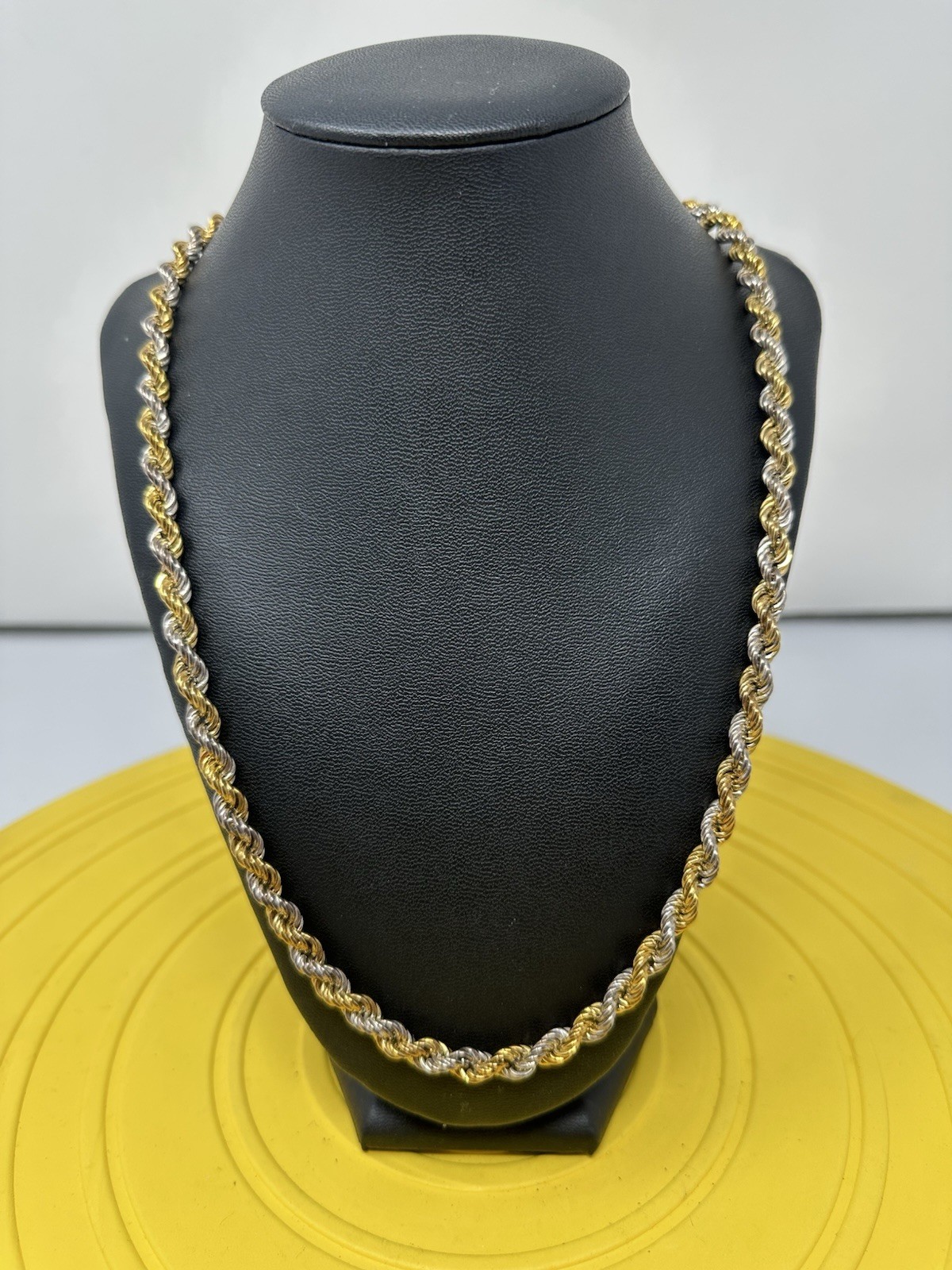 Sterling Silver Gold Plated & Silver Twisted Necklace Beautiful Modern 36g 22in