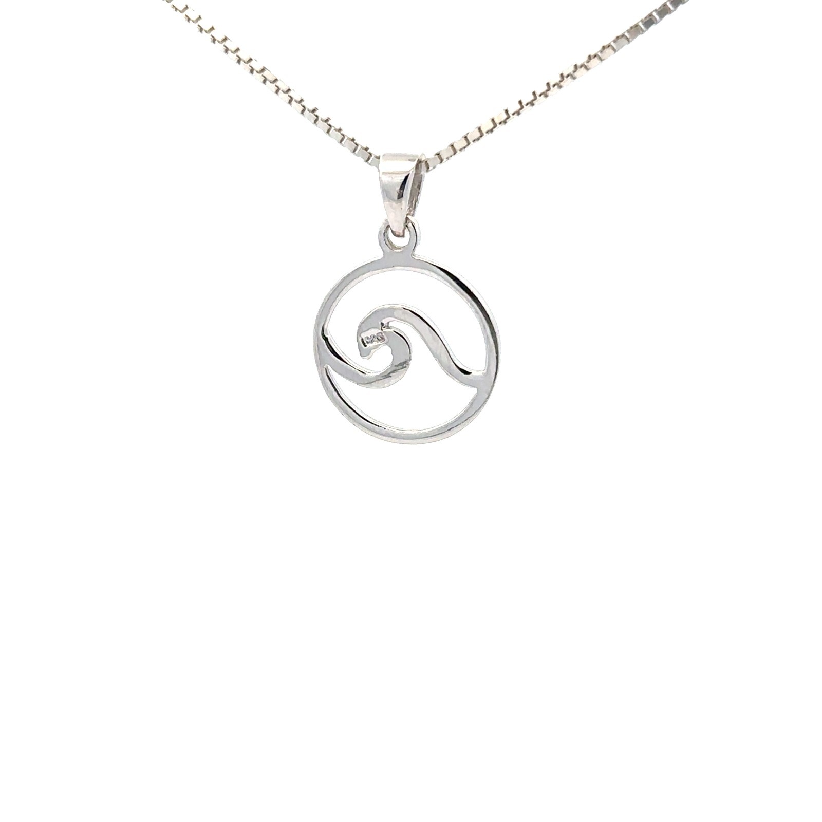 Sterling Silver Wave Pendant (1/2 x 3/4 Inch)