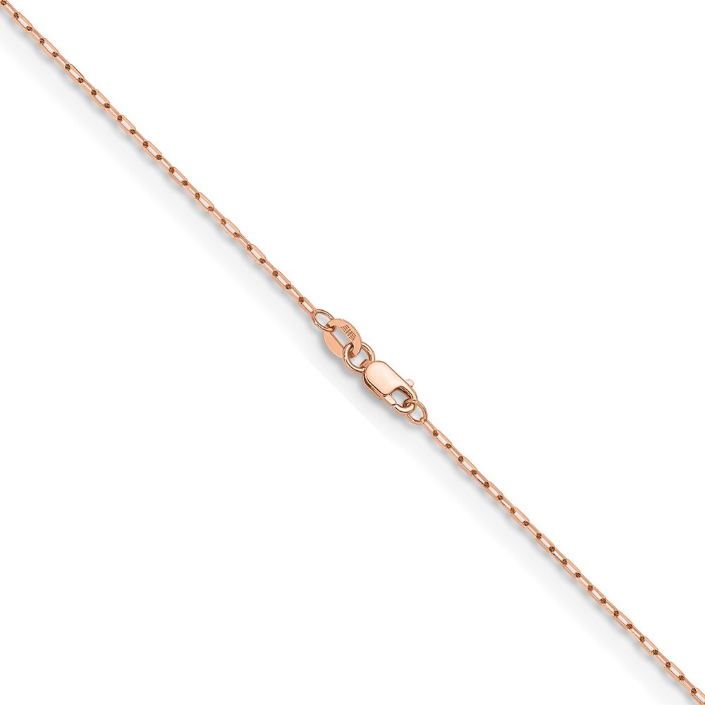 18K Rose Gold Polished and Diamond-cut 1.2mm Solid Flat Cable Chain Necklace 18″