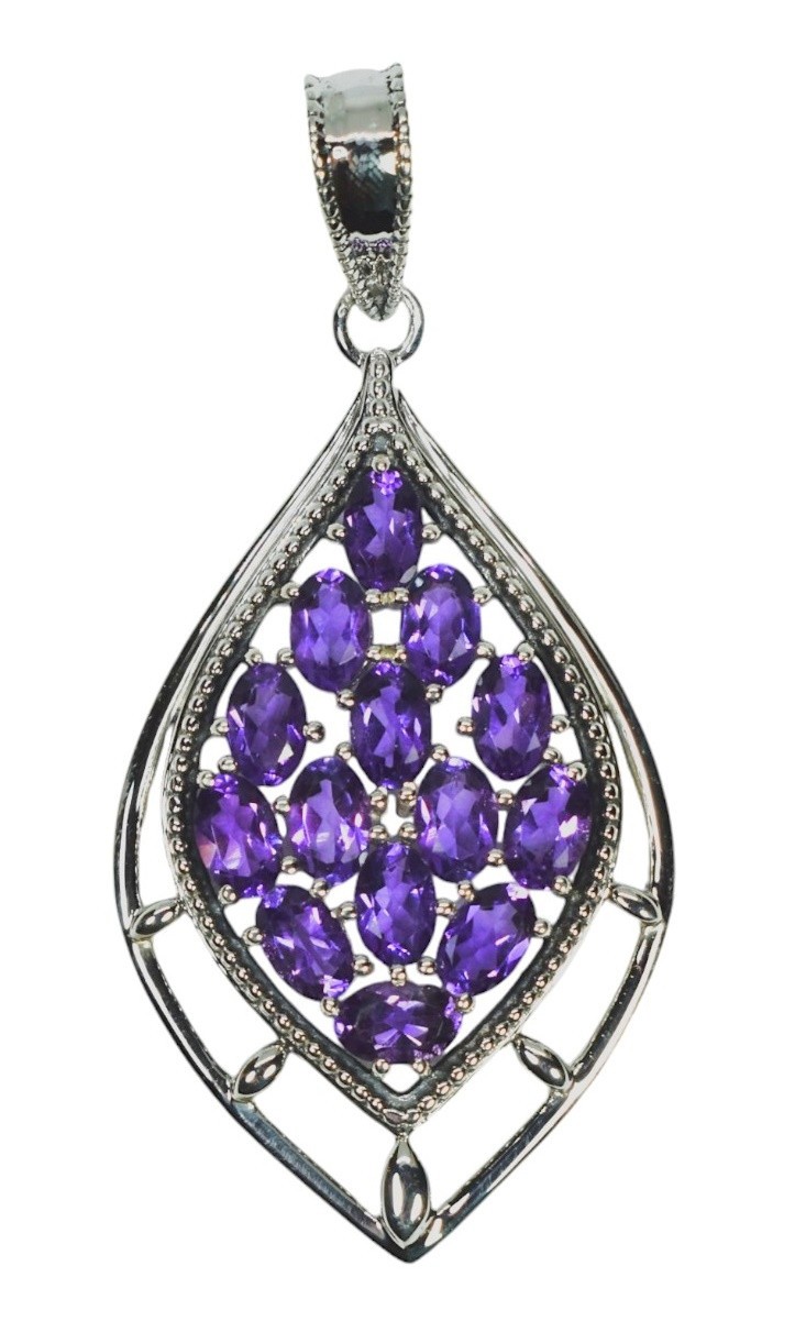 Natural Amethyst Statement Pendant 925 Silver Women Pendant Gift For Girlfriend