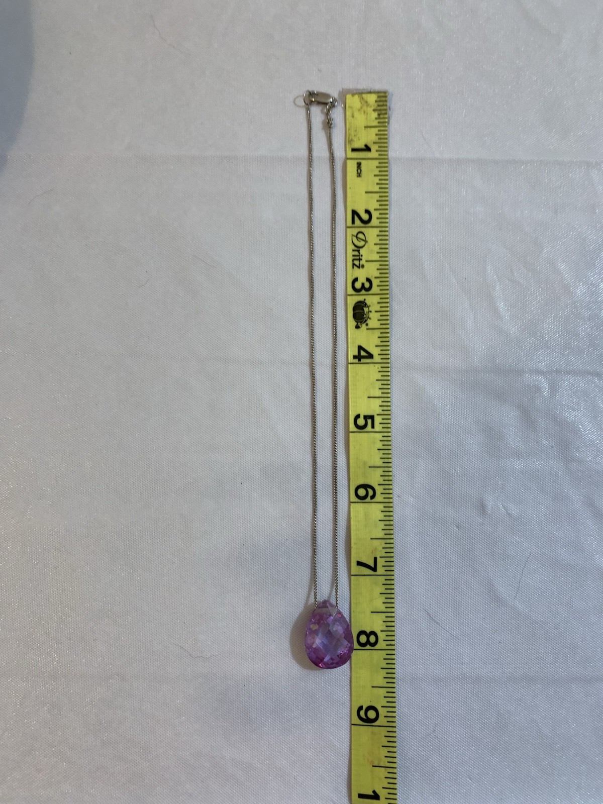 Amethyst Tear Drop Stone W/Delicate Silver (925 Sterling) Lobster Claw VTG