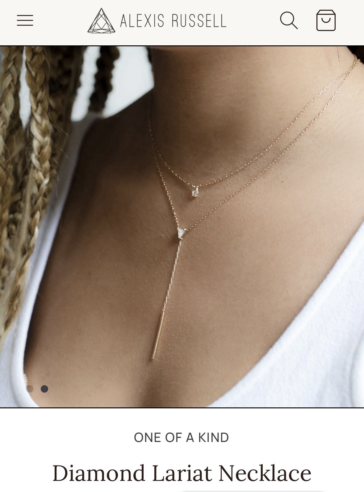 Gray Rose Cut Diamond Lariat Pendant