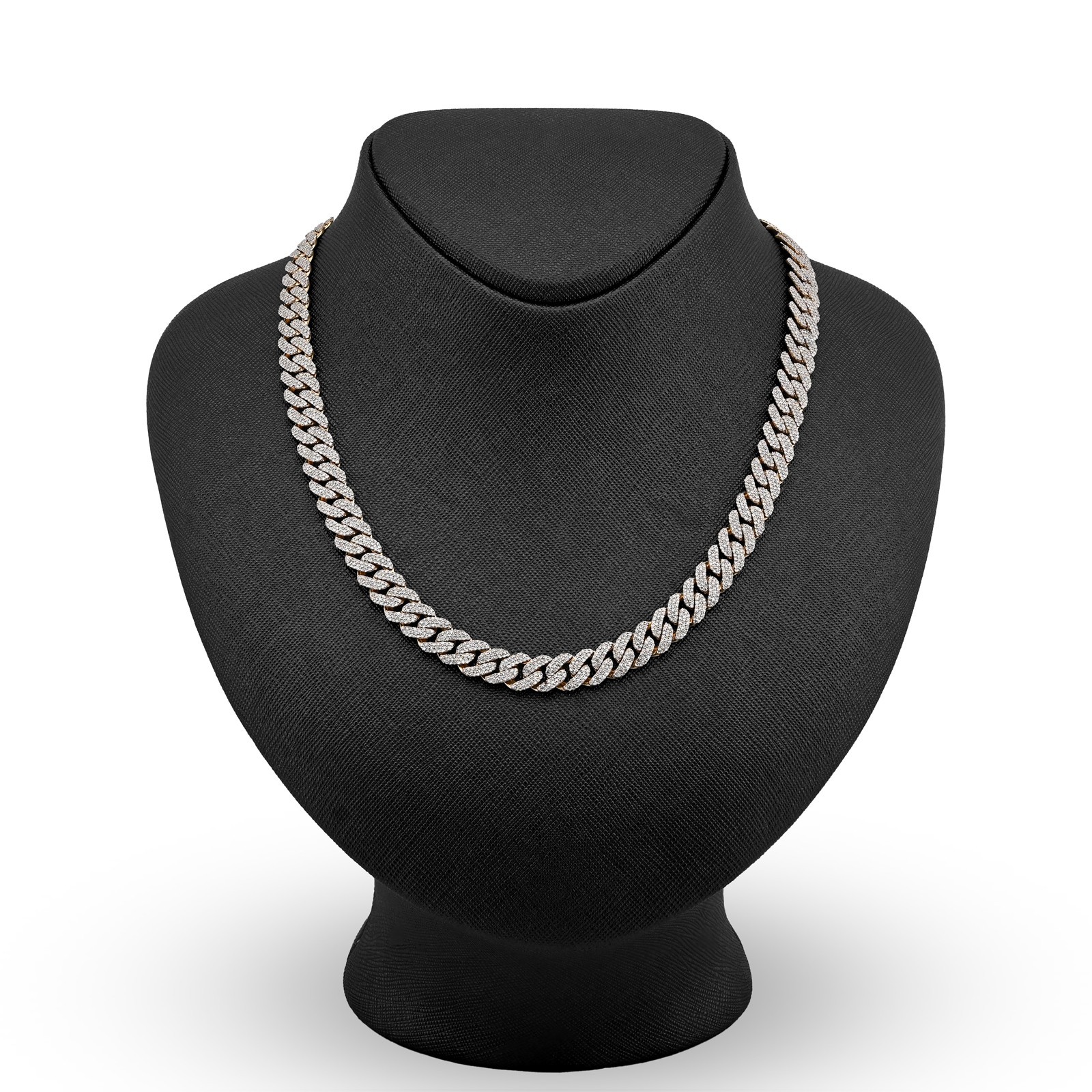 8MM 10k Yellow Gold 9.5CTW Natural Diamond 22In Cuban Link Chain 54.6gm Necklace