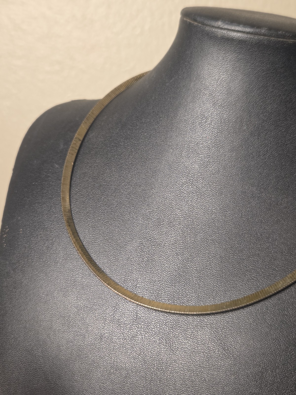 ITALY STERLING SILVER REVERSIBLE HERRINGBONE NECKLACE SILVER ONE SIDE GOLD OTHER