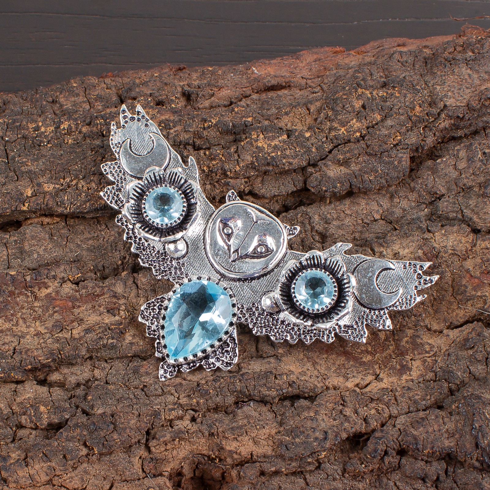 Blue Topaz Gemstone Handmade 925 Sterling Silver Jewelry Pendant Gift For Love