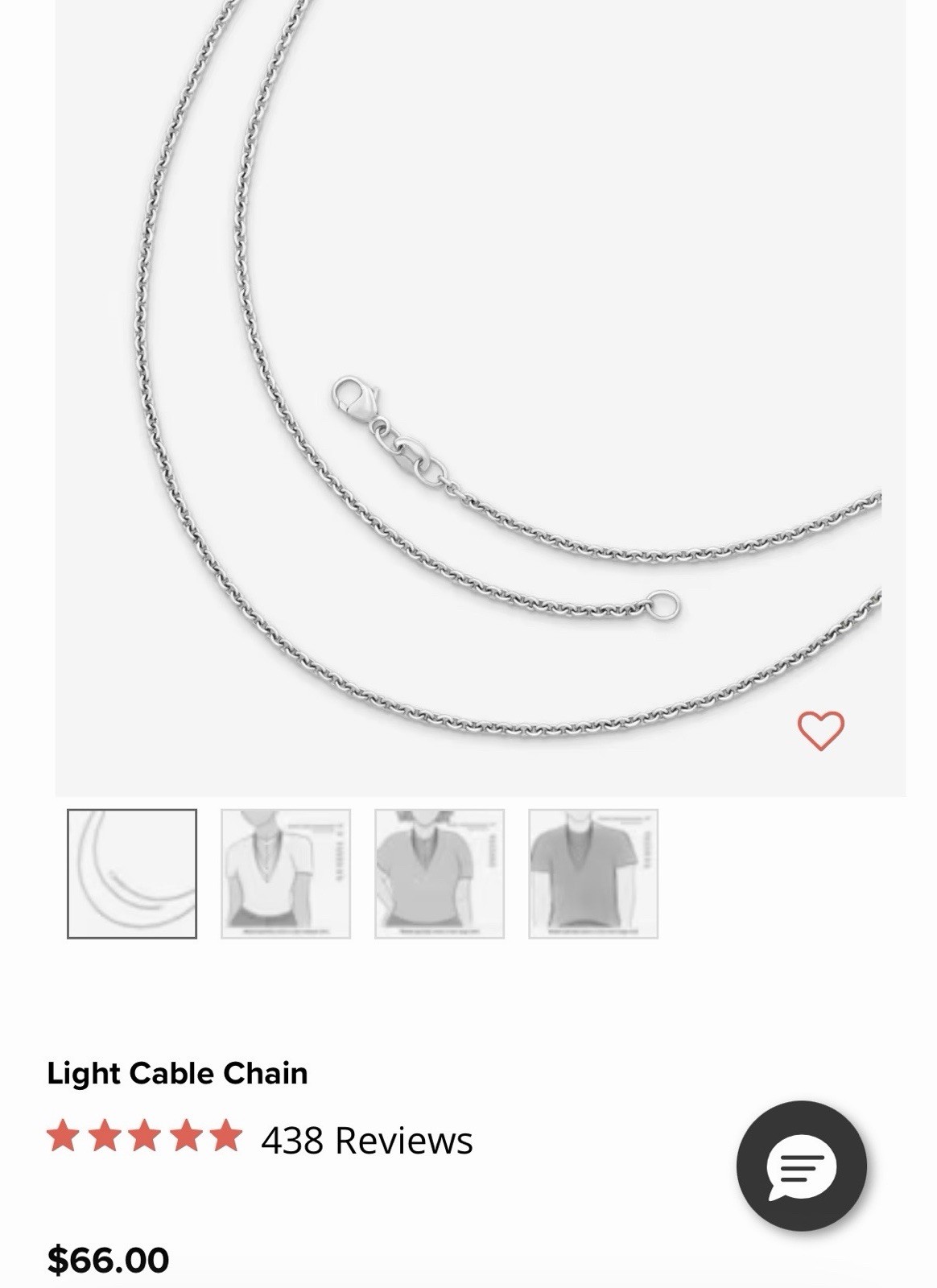 James Avery Light Cable Chain Necklace 18” Sterling 925