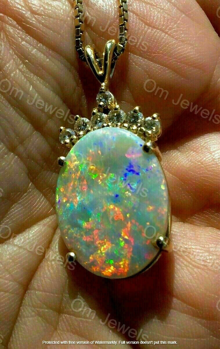 2Ct Oval Cut Fire Opal Solitaire Pendant Chain Necklace 14K Yellow Gold Finish