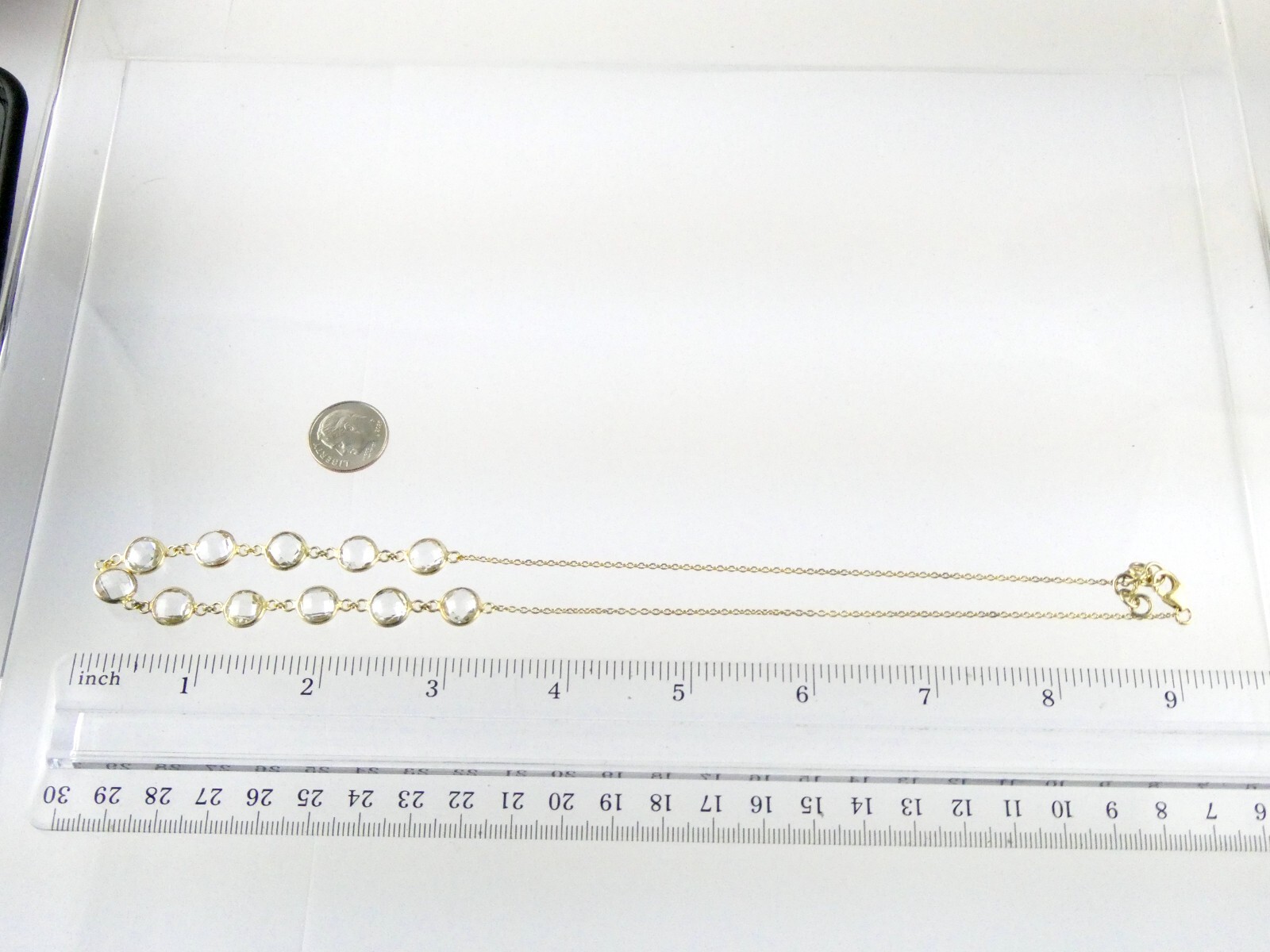 Designer A Gilt Sterling Silver Faceted White Topaz Link Chain Necklace 925 19In