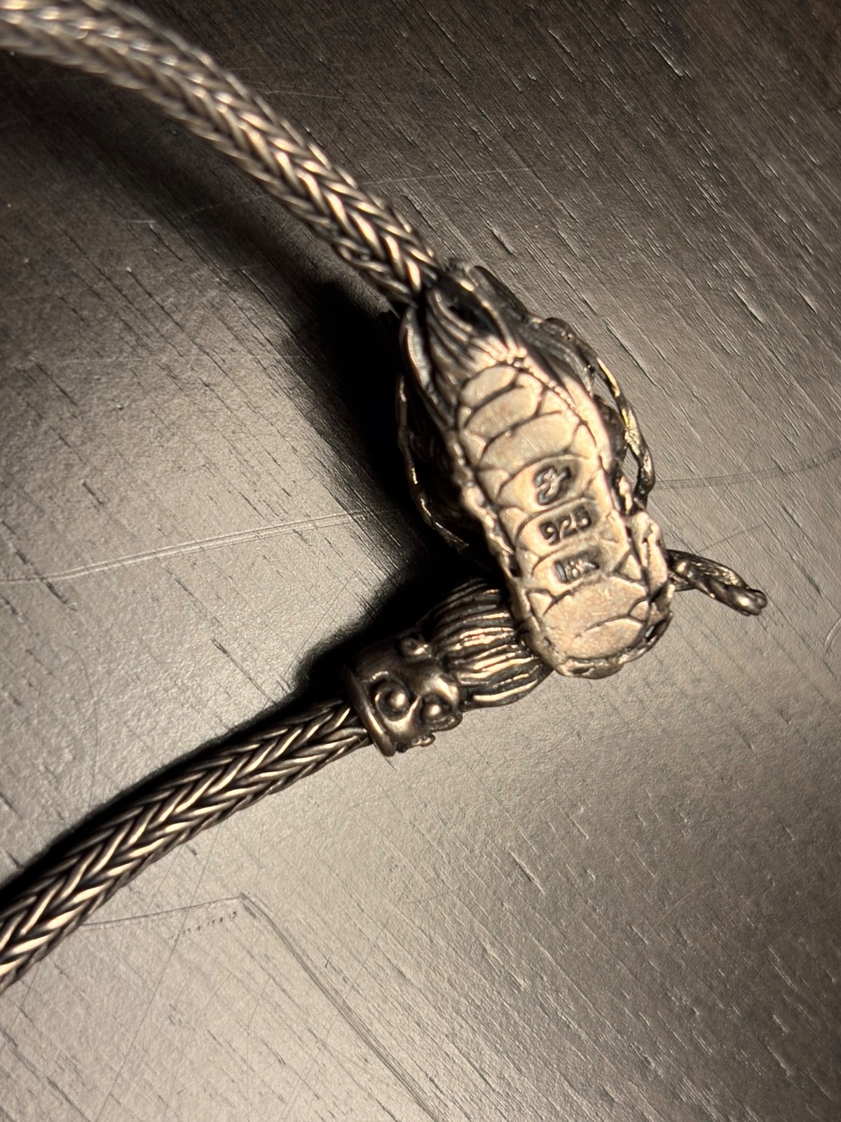 Sterling Silver & 18k Gold Eyes Naga DRAGON Ouroboros Chain Necklace