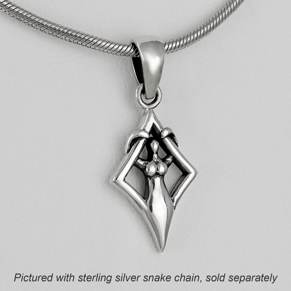 Small Sterling Silver Goddess in Yoni – Female Wiccan Fertility Symbol Jewelry