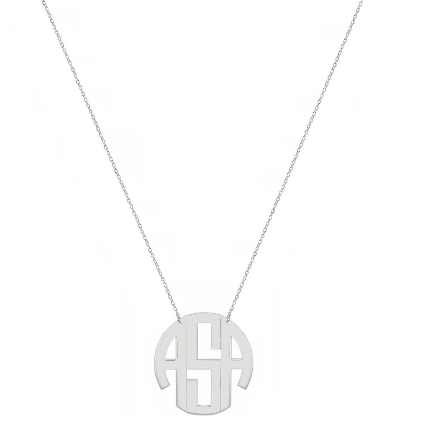 1/2 inch Custom Made 3 initials Block monogram Necklace in 925 Sterling Silver
