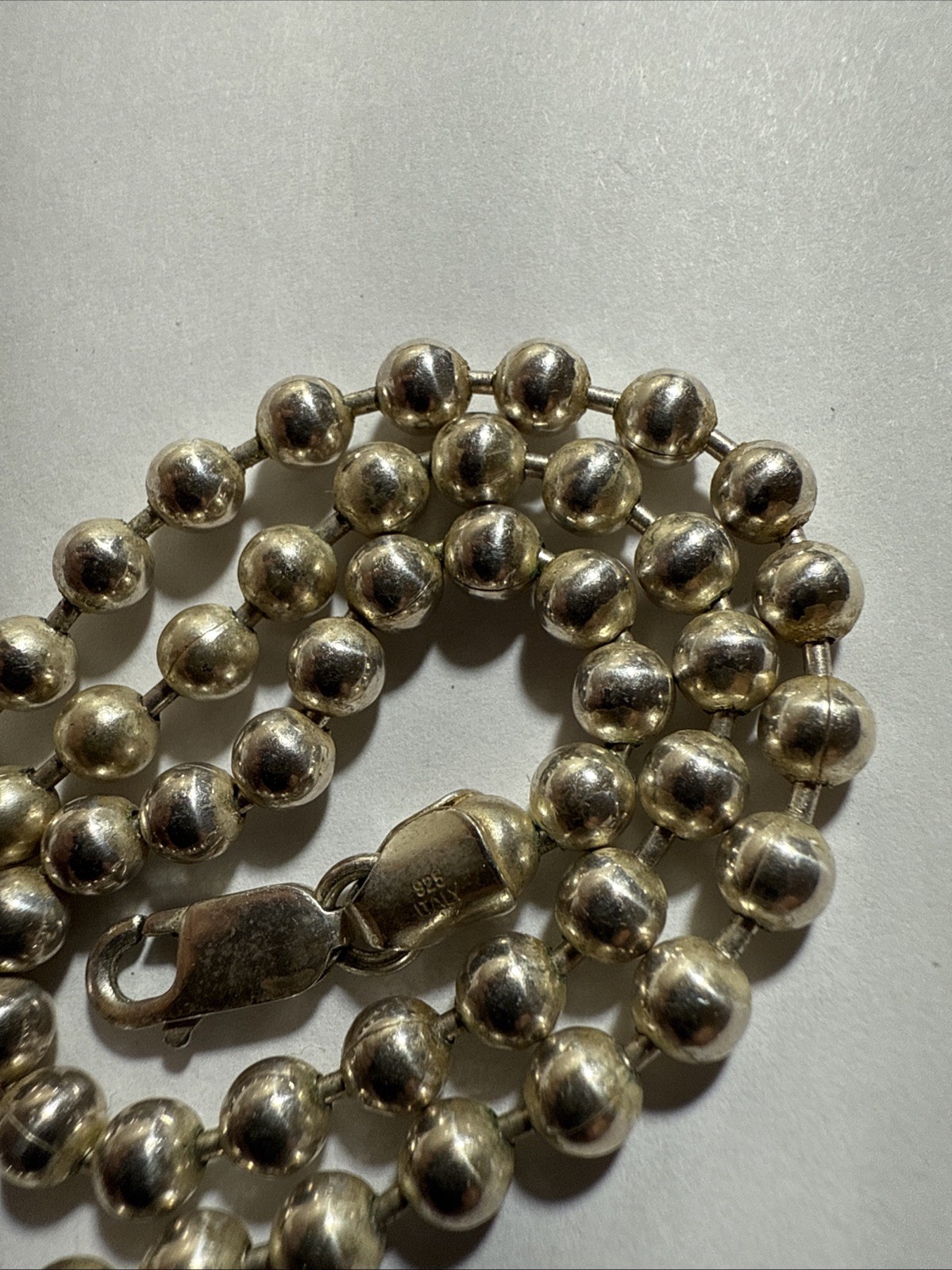 Choker 5mm Solid Sterling Silver Italian Ball Vintage 16.5” Signed FAS Italy 925