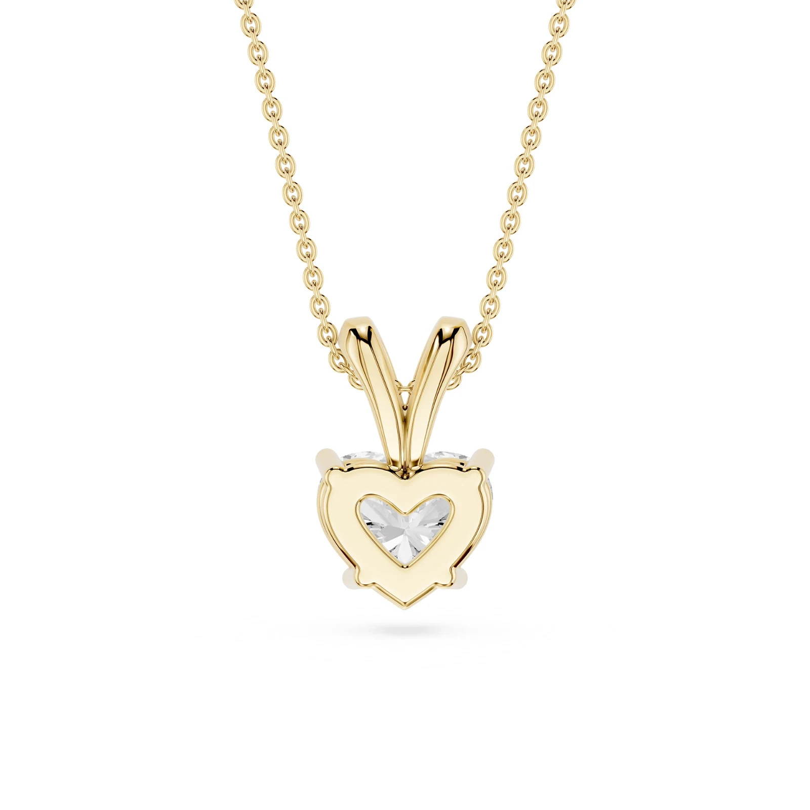 1 Ct FVS2 Heart Lab Created Grown Diamond Solid 14K Yellow Gold Pendant Necklace